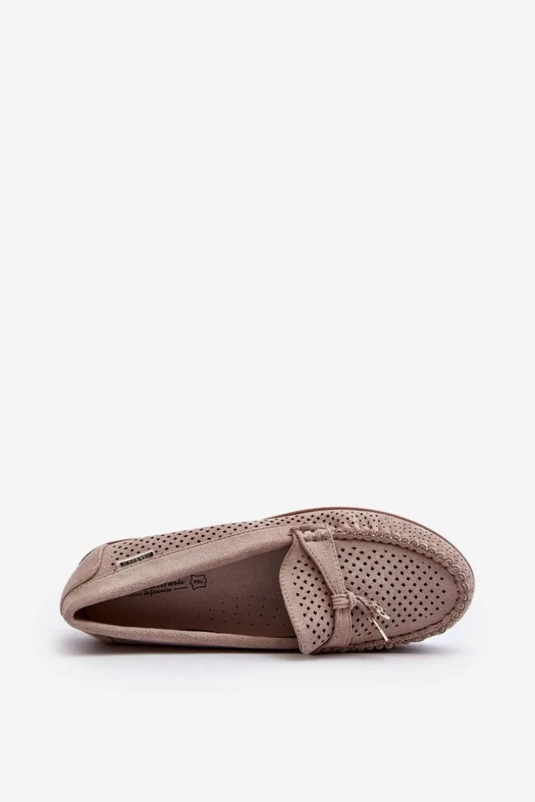 Damskie Ażurowe Mokasyny Beżowe Twista