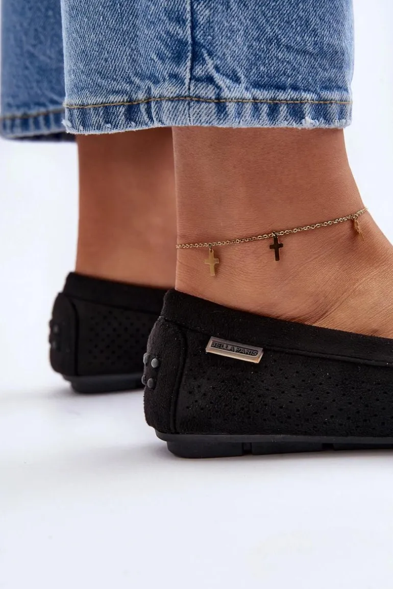 Damskie Ażurowe Mokasyny Czarne Rasirna