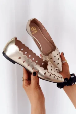 Damskie Ażurowe Mokasyny Lu Boo Złote