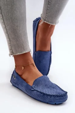Damskie Ażurowe Mokasyny Niebieskie Rasirna