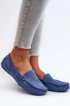 Damskie Ażurowe Mokasyny Niebieskie Rasirna