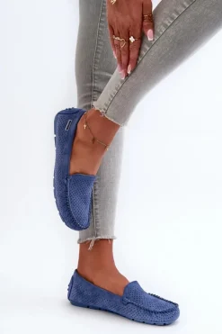 Damskie Ażurowe Mokasyny Niebieskie Rasirna