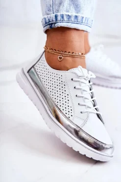 Damskie Ażurowe Półbuty Na Platformie Białe Deloren