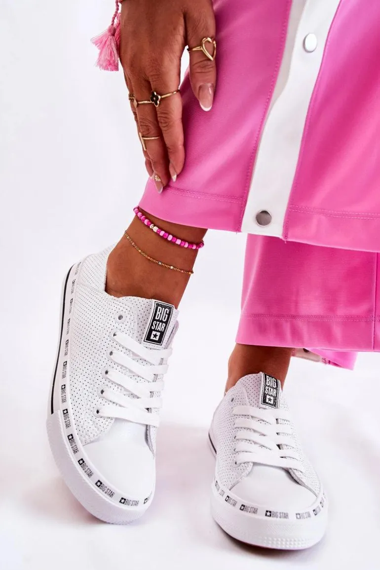 Damskie Ażurowe Trampki Big Star Białe FF274024