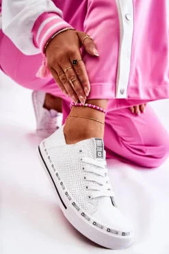 Damskie Ażurowe Trampki Big Star Białe FF274024