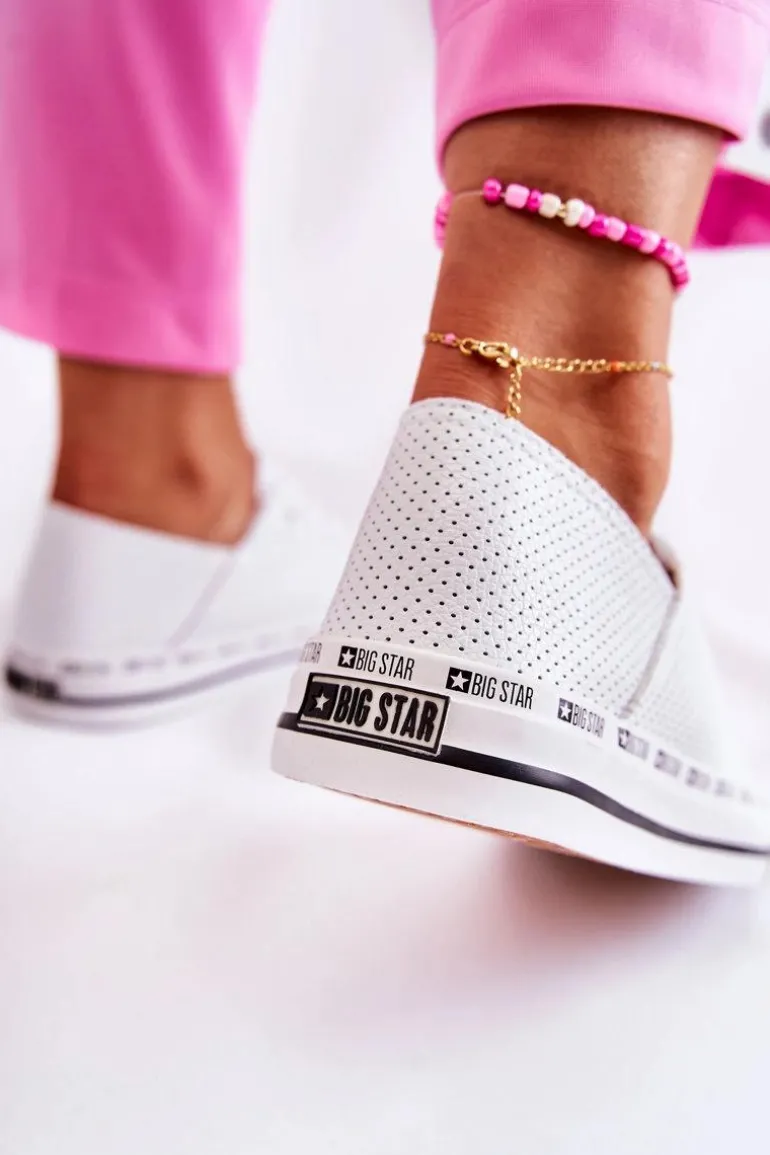 Damskie Ażurowe Trampki Big Star Białe FF274024