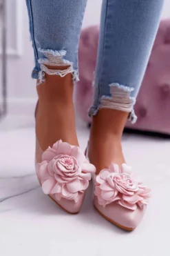 Damskie Balerinki Lu Boo Różowe Z Kwiatem Transparentne Dairin