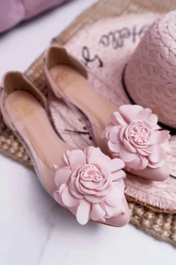 Damskie Balerinki Lu Boo Różowe Z Kwiatem Transparentne Dairin