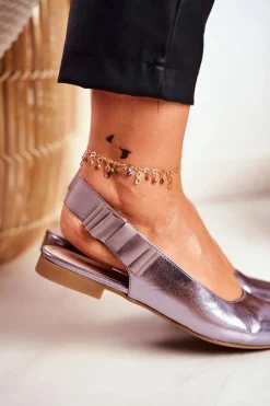 Damskie Balerinki Sergio Leone Srebrny Metalik BL615 Lilon