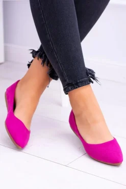 Damskie Balerinki Zamsz Fuksja Dermeno