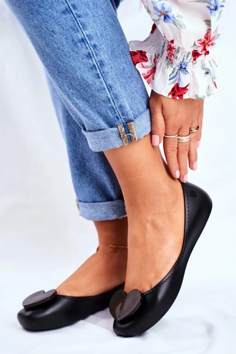 Damskie Baleriny Pachnące Gumowe ZAXY Czarne FF285050