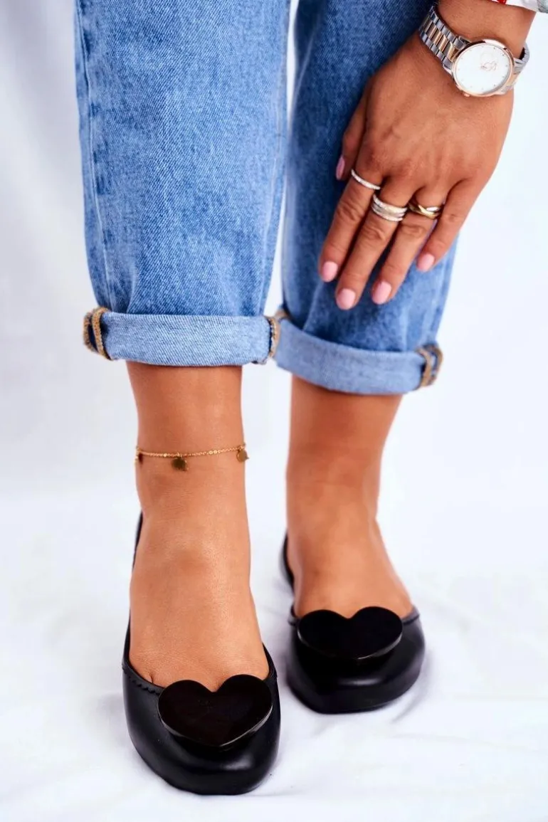 Damskie Baleriny Pachnące Gumowe ZAXY Czarne FF285050