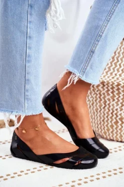 Damskie Baleriny Pachnące Gumowe ZAXY Czarne FF285053