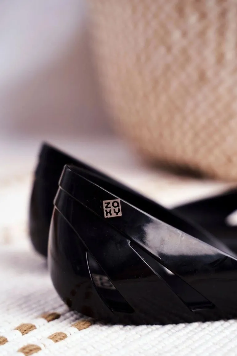 Damskie Baleriny Pachnące Gumowe ZAXY Czarne FF285053