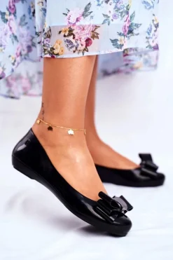 Damskie Baleriny Pachnące Gumowe ZAXY Czarne FF285057