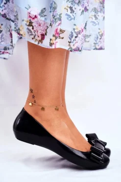 Damskie Baleriny Pachnące Gumowe ZAXY Czarne FF285057