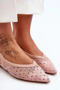 Damskie Baleriny W Kropki Różowe Adore