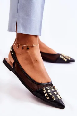 Damskie Baleriny Z Ćwiekami Czarne Kinley