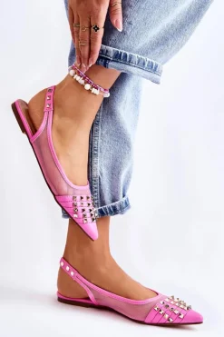 Damskie Baleriny Z Ćwiekami Różowe Kinley