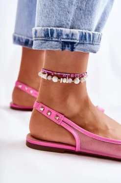 Damskie Baleriny Z Ćwiekami Różowe Kinley