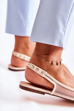 Damskie Baleriny Z Ćwiekami Beżowe Kinley