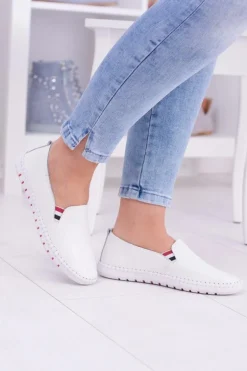 Damskie Białe Skórzane Tenisówki Bellara