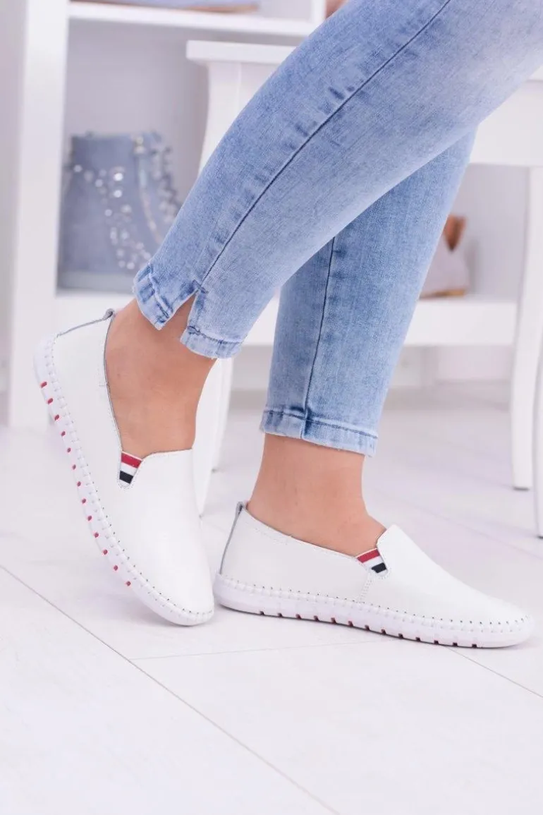 Damskie Białe Skórzane Tenisówki Bellara