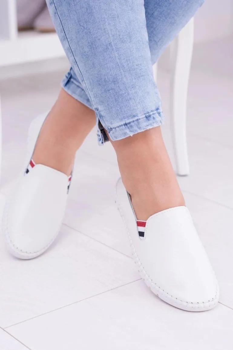 Damskie Białe Skórzane Tenisówki Bellara