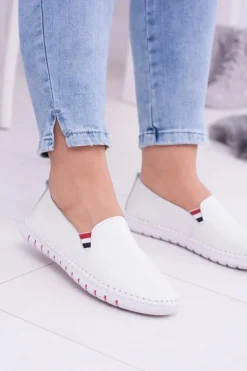 Damskie Białe Skórzane Tenisówki Bellara