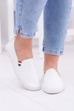 Damskie Białe Skórzane Tenisówki Bellara