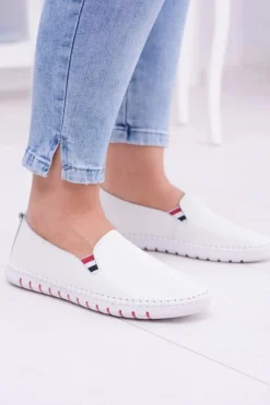 Damskie Białe Skórzane Tenisówki Bellara