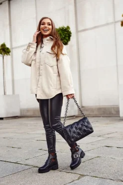 Damskie Botki Czarne Klamry Frago