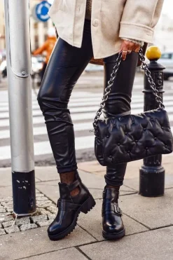 Damskie Botki Czarne Klamry Frago