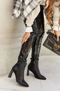 Damskie Botki Czarne na Słupku Olastis