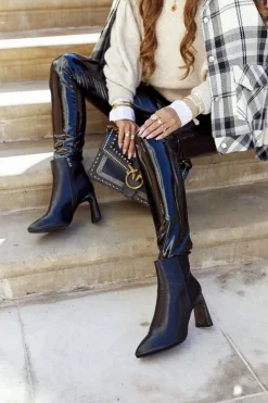 Damskie Botki Czarne na Słupku Olastis