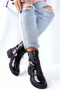 Damskie Botki Czarne Trapery Nobleford