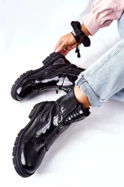 Damskie Botki Czarne Trapery Nobleford