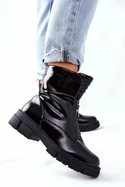 Damskie Botki Czarne Trapery Nobleford