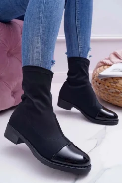 Damskie Botki Elastyczne Czarne Beat