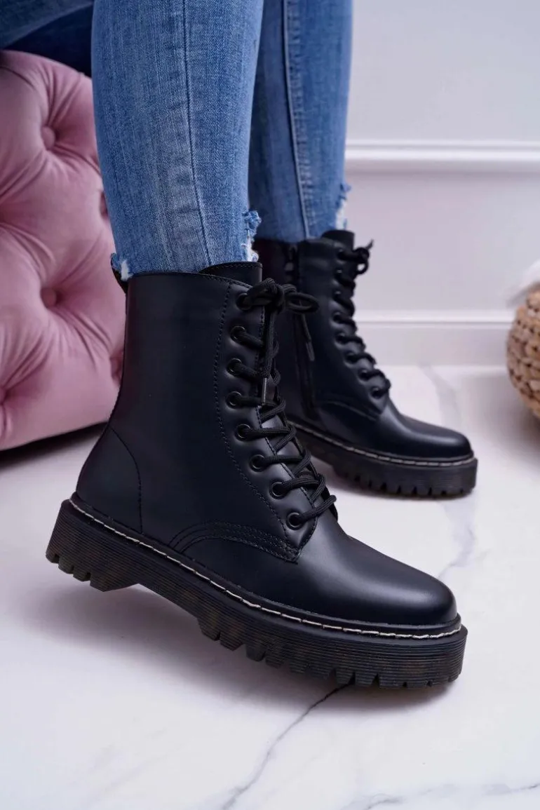 Damskie Botki Glany Workery Czarne Barski 56-5