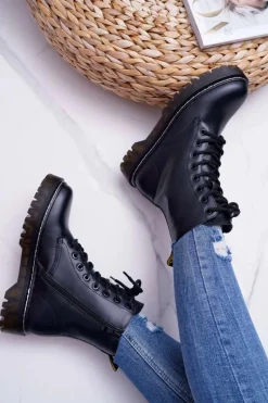 Damskie Botki Glany Workery Czarne Barski 56-5