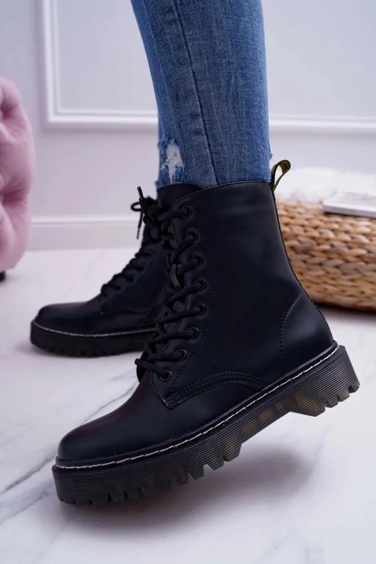 Damskie Botki Glany Workery Czarne Barski 56-5