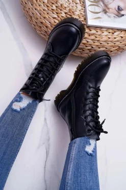 Damskie Botki Glany Workery Czarne Barski 56-5