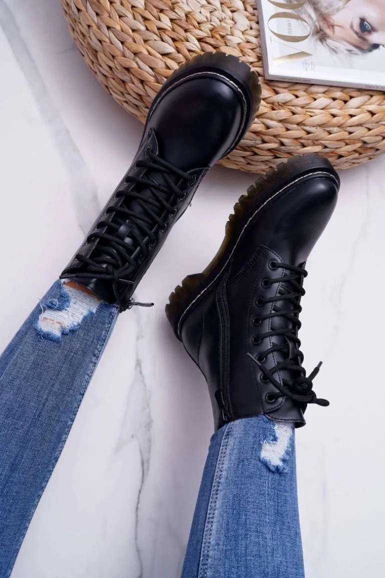 Damskie Botki Glany Workery Czarne Barski 56-5