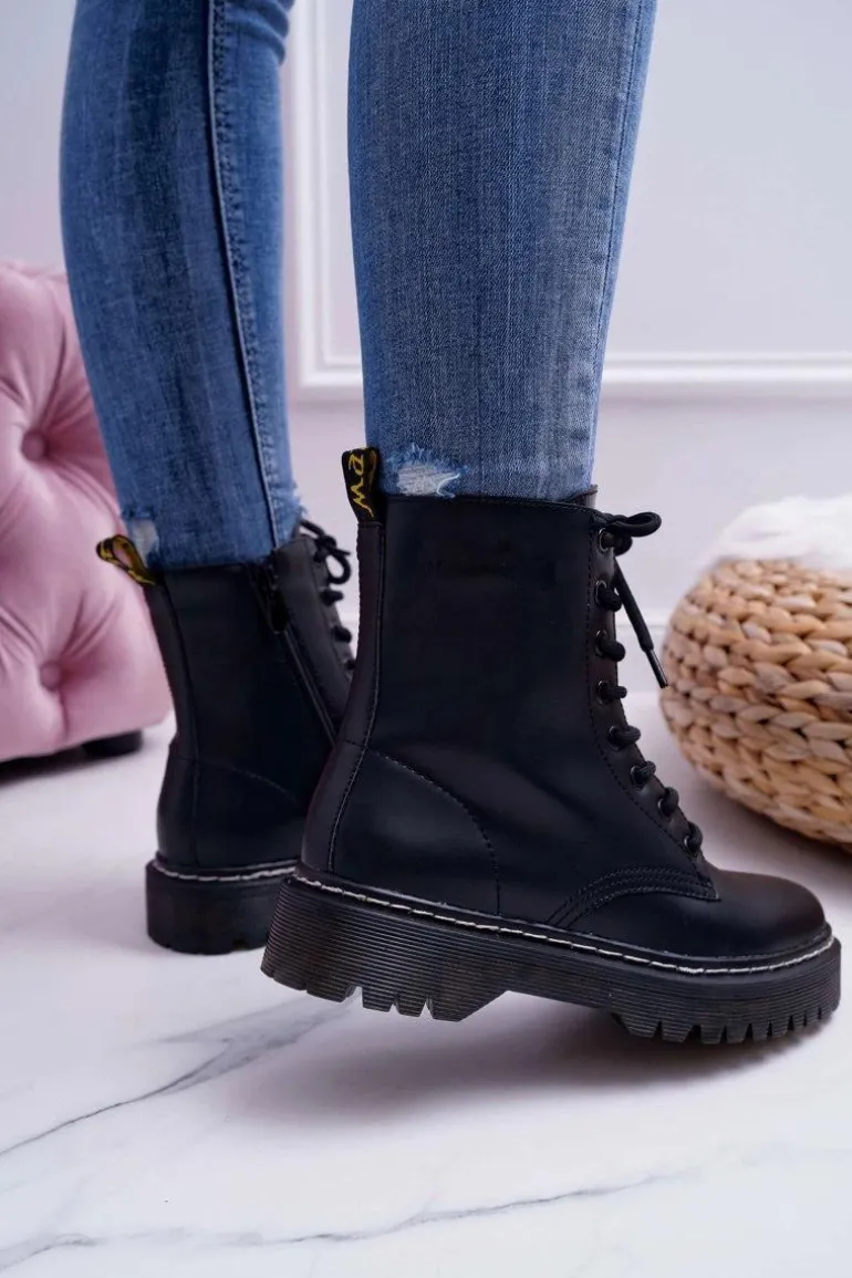 Damskie Botki Glany Workery Czarne Barski 56-5