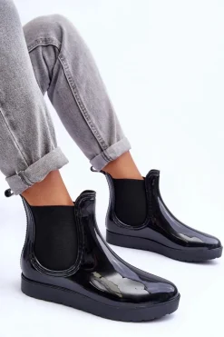 Damskie Botki Kalosze Czarne Deila