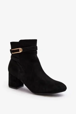 Damskie Botki Na Niskim Słupku Czarne Verice