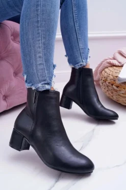 Damskie Botki Na Obcasie Ocieplane Czarne Fiorelli