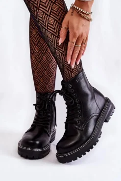 Damskie Botki Na Platformie Big Star KK274538 Czarne