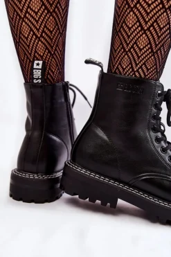 Damskie Botki Na Platformie Big Star KK274538 Czarne